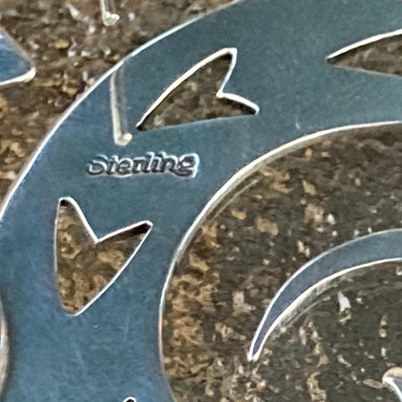 Large vintage sterling silver gecko lizard sterling silver dangle earrings - Picture 2 of 4